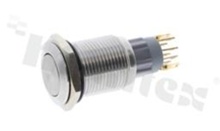 Push button switch; bistable; 16mm; screws terminals; stainless steel; silver button; IP65
