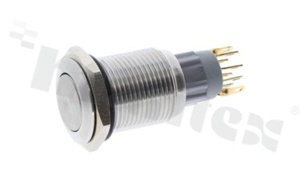 Push button switch; bistable; 16mm; screws terminals; stainless steel; silver button; IP65