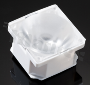 Lens for LED high power; angle: 9 to 19 degrees FWHM; Number of LEDs: 1; Dimensions: 22x22mm; Height: 13.1mm; meterial: PMMA; PC; Fastening: tape; pin