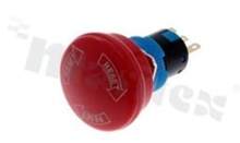 Emergency switch; monostable; 16mm; solder terminals; red aluminium; IP40.