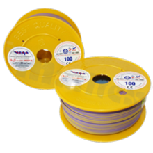 Przewód pojedynczy LGY/H05V-K; z wielodrutową miedzianą żyłą; fioletowy/żółty; przekrój 1.00mm2; AWG 17; 500V; -40+105 st.C; 100m.