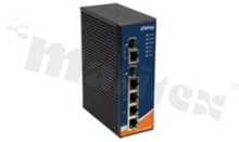 Industrial managed Gigabit Ethernet switch with 3x10/100/1000Base-T(X) and 2x combo 10/100/1000Base-T(X) SFP; operating temperature -40+70 deg.C; 12...48VDC; DIN rail mountable