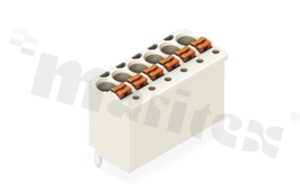 Listwa zaciskowa do PCB; w rastrze 3.50mm; 4-torowa; pionowe wejście przewodu; na przewód 1.50mm2 (24-14 AWG); ze stykiem sprężynowym; szara; UL: 300V/10A