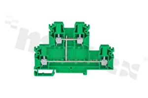 Installation terminal block; 2-level; 4-contacts; for wire 0,5-4mm2; screw terminal; green; Din rail; 1000v/32A
