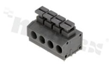 Listwa zaciskowa do PCB; w rastrze 5.00mm; 4-torowa; poziome wejście przewodu; na przewód 1.5mm2 (AWG 20-16); ze stykiem sprężynowym; szara; UL 300V/8A