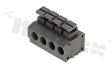 PCB terminal block; pitch 5.00mm; 4-ways; side entry; range wire 1.5mm2 (AWG 20-16); spring-loaded; gray; UL 300V/8A