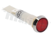 Lampka sygnalizacyjna; 10mm; terminale do lutowania; plastik; podświetlenie czerwone; LED 12V