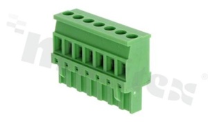 Pluggable terminal block; 5.08mm pitch; 7-ways; female; for wire 2.50mm2(28-12AWG); wire insertion direction 90° to plug-in direction; p.bronze contacts; brass cage; UL 300V/16A