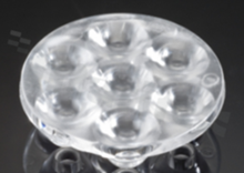 Lens for LED high power; angle: 22 to 36 degrees FWHM; Number of LEDs: 7; Dimensions: round 40mm; Height: 10.7mm; meterial: PMMA; Fastening: glue; pin