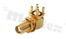 SMA female R/A jack; angled; 50 Ohm; for PCB