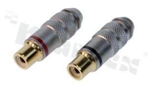 Wtyk Cinch; żeński; metalowy; znakowany czarnym pierścieniem