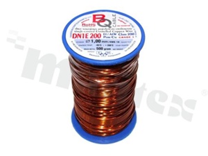 Insulated winding wire; with one layer of enamel insulation; diameter 1.00mm; SWG 19; -65+200 deg.C; 72m; 500g.