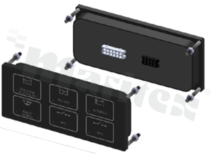 Panel piezoelektryczny CRUZO; 2x3 pozycji; szklany front; rozwiązanie przeznaczone do pełnej personalizacji produktu.