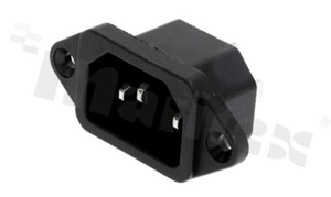 Złącze zasilające AC; męskie; proste; na panel-śruba; konektory 4.8x0.8mm; 10A/250VAC