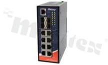 Switch przemysłowy PoE; Gigabit; zarządzalny; 8 portów 10/100/1000Base-T(X) RJ45 PoE i 4 porty 100/1000Base-X SFP; temp. pracy -40+75 st.C; zasilanie redundantne 50/57VDC; montaż na szynie DIN; wersja Slim 
