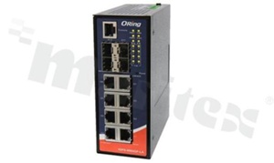 Managed Gigabit PoE Ethernet switch with 8x10/100/1000Base-T(X) P.S.E. ports and 4x100/1000Base-X SFP; operating temperature -40+75 deg.C; supply 50/57V DC; DIN; Slim