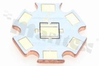 MCPCB, thermal conductivity 3W/(m*K), thickness: 2mm, number of layers - 1, white soldermask, legend color: gold, size: star 22mm, pad cover: gold; for XHP/XM LEDs, /24