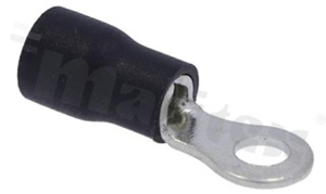 Ring terminal; M4; for wire 2.5-4mm2; tinned brass; isolated black; Imax - 37A