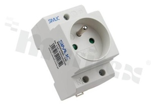 Gniazdo wtyczkowe na szynę DIN; z uziemieniem; na przewód 1,5-2,5mm2; 250V/16A