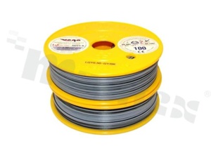 Single wire LGY/H05V-K; with copper multi-strand; grey/black; cross section 0.50mm2; AWG 20; 500V; -40+105 deg.C; 100m.