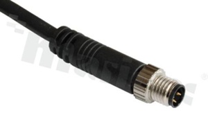 Wtyk 12-05AMMM-SL7A01; M12; 5-stykowy; męski; prosty; 4A; z odgiętką; zakończony kablem o długości 1mb; wodoszczelny IP67
