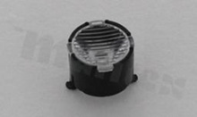 Lens for LED high power; angle: Oval 18 x 48 degrees FWHM; Number of LEDs: 1; Dimensions: round 10mm; Height: 6.8mm; meterial: PMMA; PC; Fastening: glue; clips