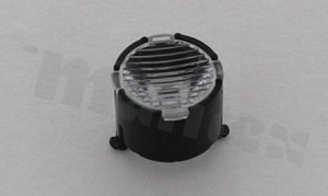 Lens for LED high power; angle: Oval 18 x 48 degrees FWHM; Number of LEDs: 1; Dimensions: round 10mm; Height: 6.8mm; meterial: PMMA; PC; Fastening: glue; clips