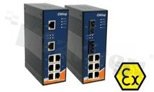 Switch przemysłowy niezarządzalny z certyfikacją ATEX; 6 portów 10/100Base-T(X) RJ45 i 2 porty 100Base-FX; złącze SC; światłówód wielomodowy; 2km/1310nm;  temp. pracy -40+70 st.C; zasilanie redundantne 12...48VDC; montaż na szynie DIN