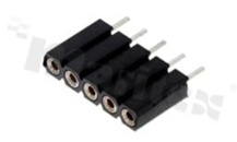 Listwa stykowa do PCB; w rastrze 2.54 mm; 1x5 styków; montaż: THT; żeńska; prosta; jednorzędowe