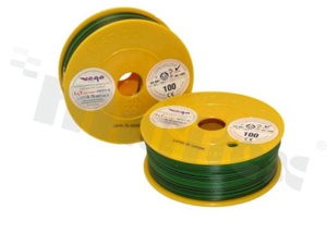 Single wire LGY/H05V-K; with copper multi-strand; green/black; cross section 0.75mm2; AWG 18; 500V; -40+105 deg.C; 100m.