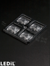 Soczewka asymetryczna do diod LED; rozmiar: 50x50mm; wysokość: 6.7mm, rodzaj materiału: silikon; sposób mocowania: śruba 