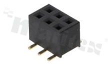 Listwa stykowa do PCB; w rastrze 2.00mm; 2x3 styków; montaż: SMD; żeńska; prosta; dwurzędowe; H=4.0mm