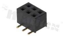 Pin Header; pitch 2.00mm; 2x3 pins; assembly: SMD; female; straight; double row; H=4.0mm