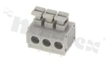 PCB terminal block; pitch 5.00mm; 3-ways; side entry; range wire 0.2-1.5mm2 (AWG 16-28); spring-loaded; grey; UL 300V/10A, TUV 250V/10.5A