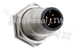 Gniazdo panelowe NMEA2000, 5-stykowe, męskie, plastikowe, 4A, z nakrętką z przodu, na PCB, IP68, UL