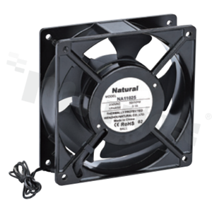 Fan; AC; sleeve bearing; 70/84m3/h; 50/60Hz; 0.16A; 100-125V; 16W; 1800/2300RPM; 30/35dBA; 22 AWG; shaded pole induction motor; 1 phase; aluminum alloy; -10+65 deg.C; 304g; 110x110x25mm