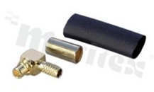 Złącze MMCX; męskie; kątowe; 50 Ohm; pin złocony 30u"; zaciskane na kablu RG174; narzędzie zaciskające N-HT-H116N (hex size 0.122")