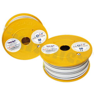 Single wire LGY/H05V-K; with copper multi-strand; white/black; cross section 2.50mm2; AWG 14; 500V; -40+105 deg.C; 50m.