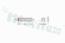 N38 neodymium magnet; dimensions: 20x5x5mm; magnetization direction: axial (parallel to height)