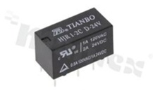 Przekaźnik elektromagnetyczny; prąd znamionowy 2A; napięcie cewki 24VDC; podwójne styki przełączne (2C); moc cewki; 360mW; 2A/24VDC; 1A/120VAC