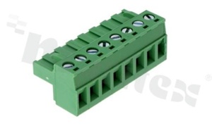 Listwa zaciskowa rozłączalna; w rastrze 5.08mm; 8-torowa; żeńska; na przewód 2.50mm2 (28-12AWG); kierunek wtykania równoległy do osi przewodów; styki z fosforobrązu; mosiężna klatka; UL 300V/15A