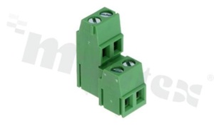 Listwa zaciskowa do PCB; w rastrze 5.0 mm; 4-torowa(2+2); pionowa; na przewód 2.50mm2 (AWG 24-12); z ruchoma osłoną przewodu; ze śrubami na wkrętak płaski; klatka mosiężna; zielona; UL 300V/10A