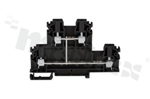 Złączka szynowa;2-poziomowa;4 zaciskowa na przewód 0,5-4mm2; zacisk śrubowy; czarna; na szyne DIN; 1000V/32A