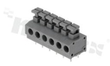 PCB terminal block; pitch 5.00mm; 6-ways; side entry; range wire 0.2-1.5mm2 (AWG 28-12); spring-loaded; grey; UL 300V/10A, TUV 250V/10.5A