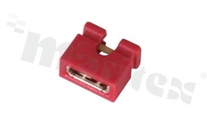 Zworka krótka; wysokość 3.5mm; w rastrze 2.00mm; typu "open"; czerwona