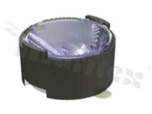 Lens for LED high power; angle: oval 19 x 54 degrees ; Number of LEDs: 1; Dimensions: round 21.7mm; Height: 11.5mm; material: PMMA do UV; Fastening: tape