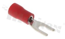 Konektor widełkowy; otwór O3.2mm; na kabel 0.5-1.5mm2; Imax = 19A; izolacja czerwona