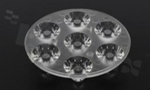 Soczewka do diod LED high power; kąt rozsyłu: 10 stopni FWHM; ilość diod: 7; rozmiar: okrąg 67mm; wysokość: 13.4mm; rodzaj materiału: PC; sposób mocowania: śruby