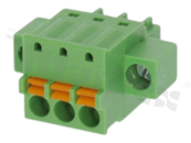 Pluggable terminal block; 3.81mm pitch; 3-ways; female; for wire 1.50mm2 (28-16AWG); wire insertion direction same as plug-in direction;  with fixing screw; p.bronze contacts; spring clamp; brass cage; UL 300/10A TUV 250/10.5A