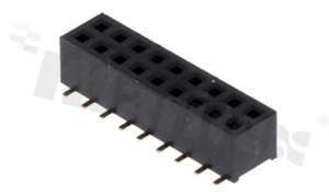 Pin Header; pitch 2.00mm; 2x9 pins; assembly: SMD; female; straight; double row; H=4.0mm